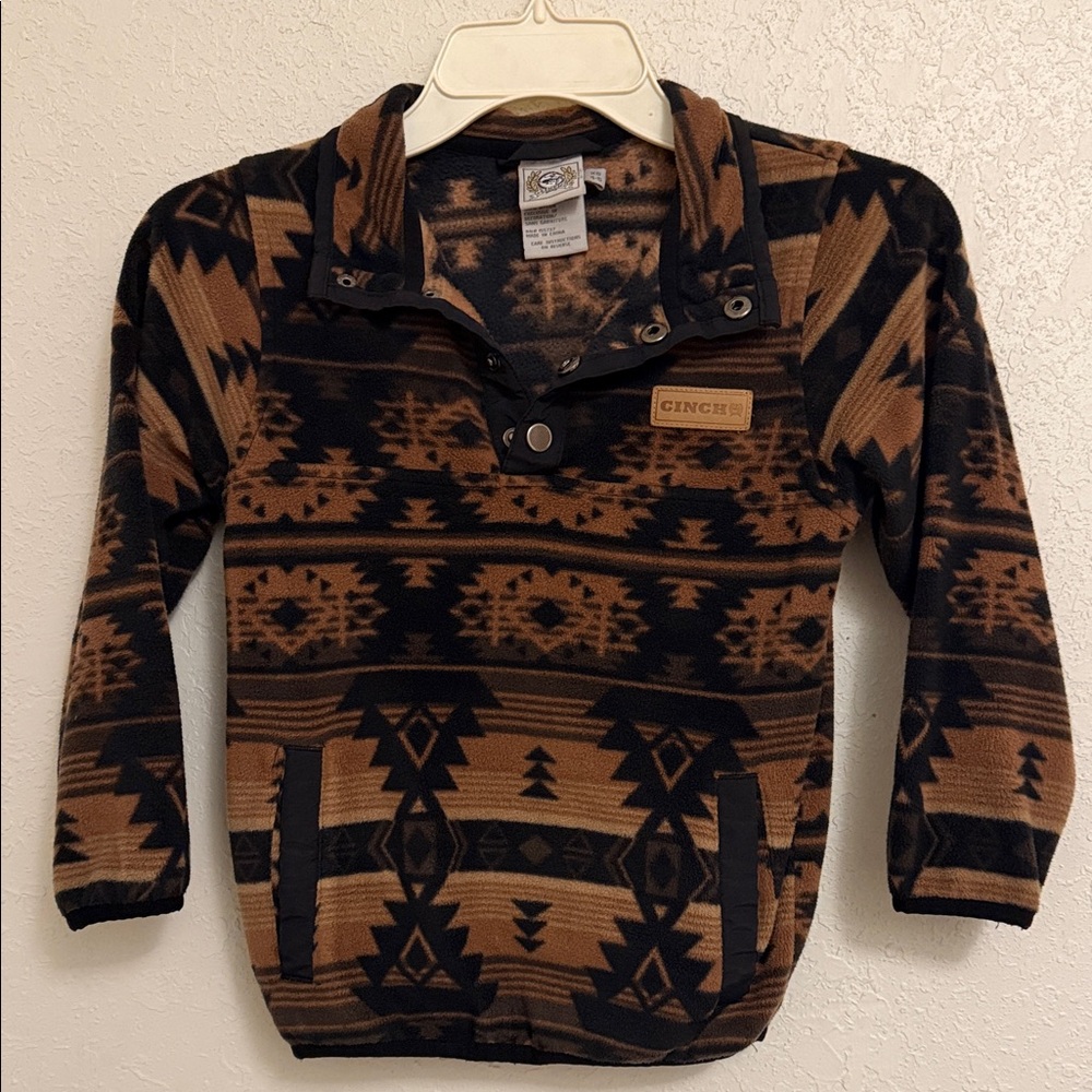 Cinch Geometric Brown and Black Pullover